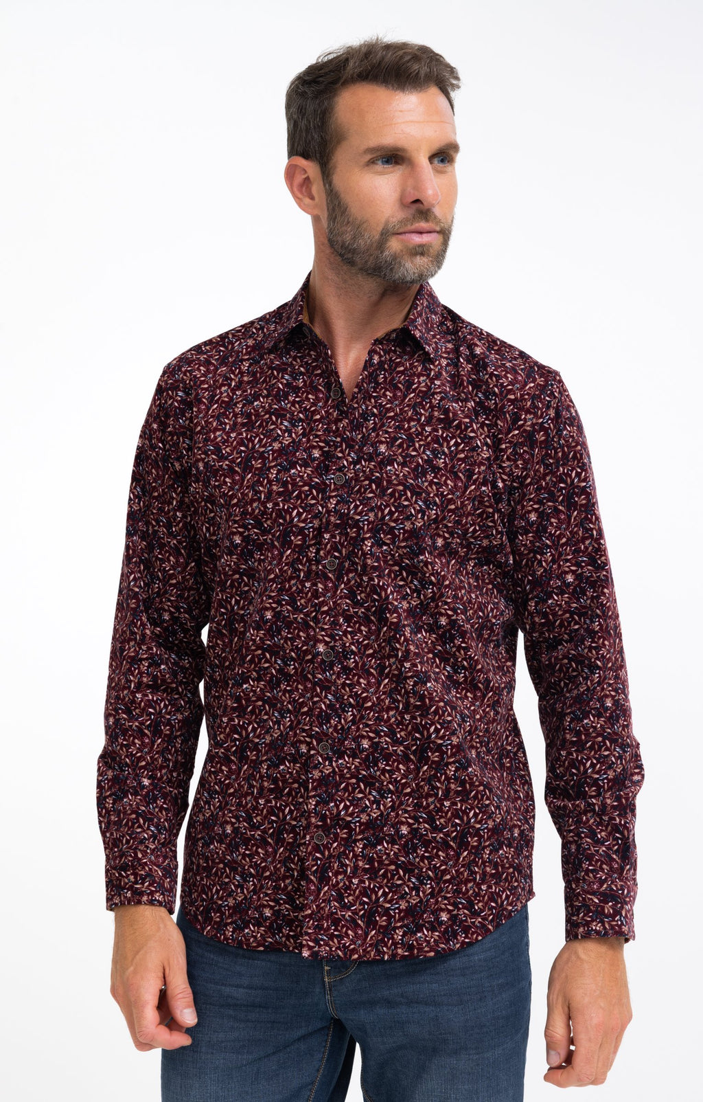 Chemise manches longues Robino Bordeaux - 1