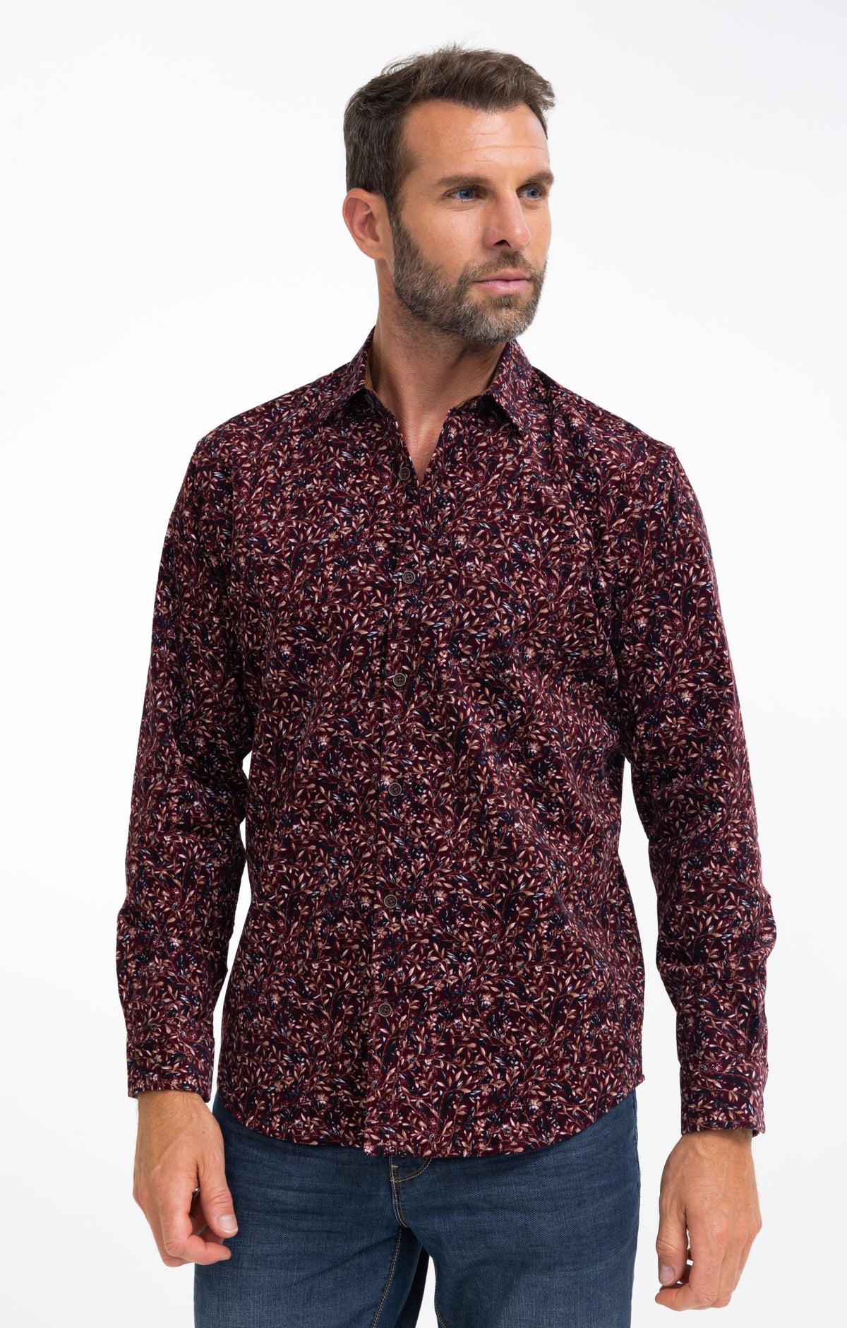 Chemise manches longues Robino Bordeaux - 1