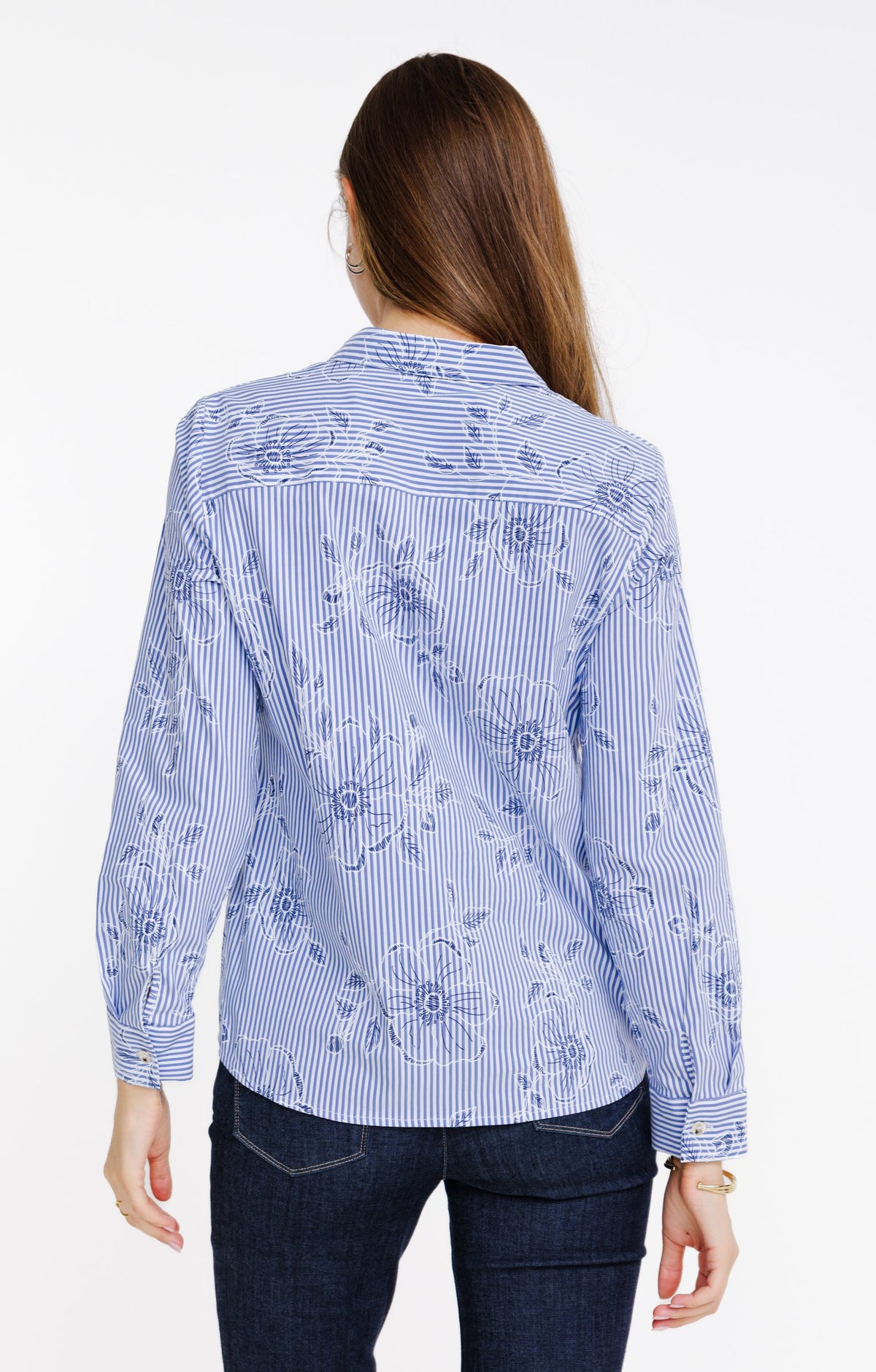 Chemise rayée à imprimé fleurs - 4
