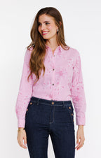 Chemise rayée à imprimé fleurs - 1