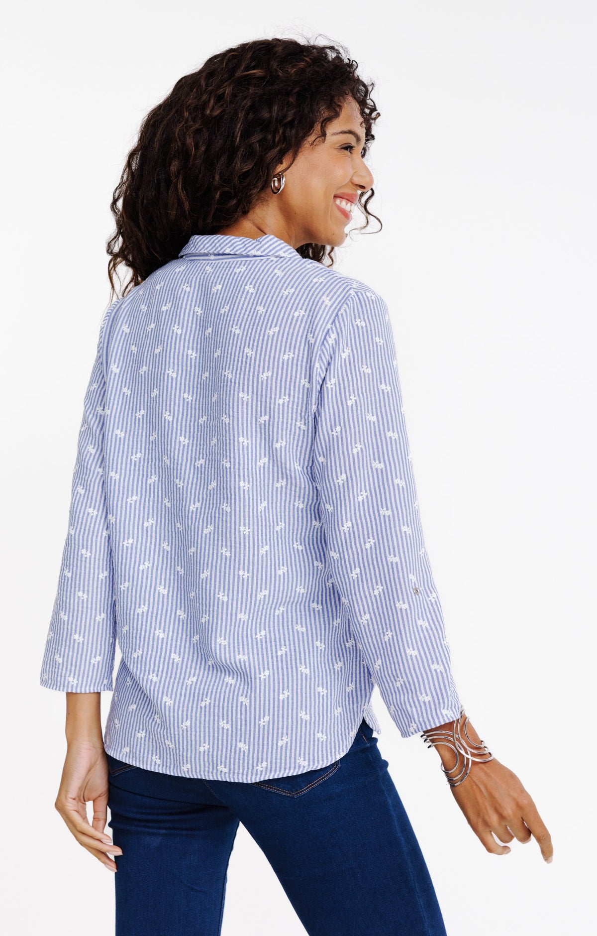 Chemise rayée avec fleurs - 2