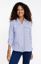 Chemise rayée avec fleurs - 1
