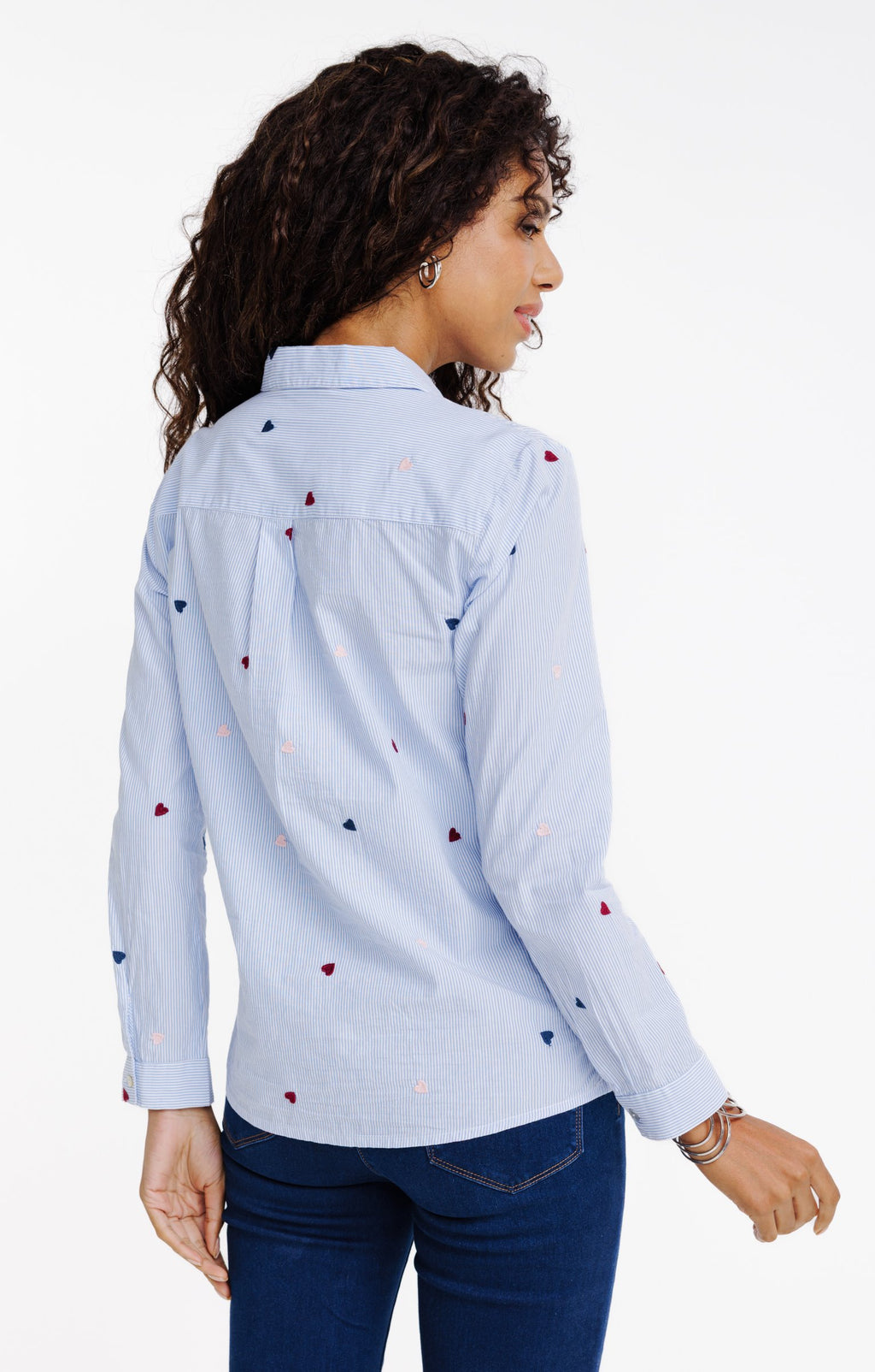 Chemise rayée coeurs brodés - 2