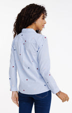 Chemise rayée coeurs brodés - 2