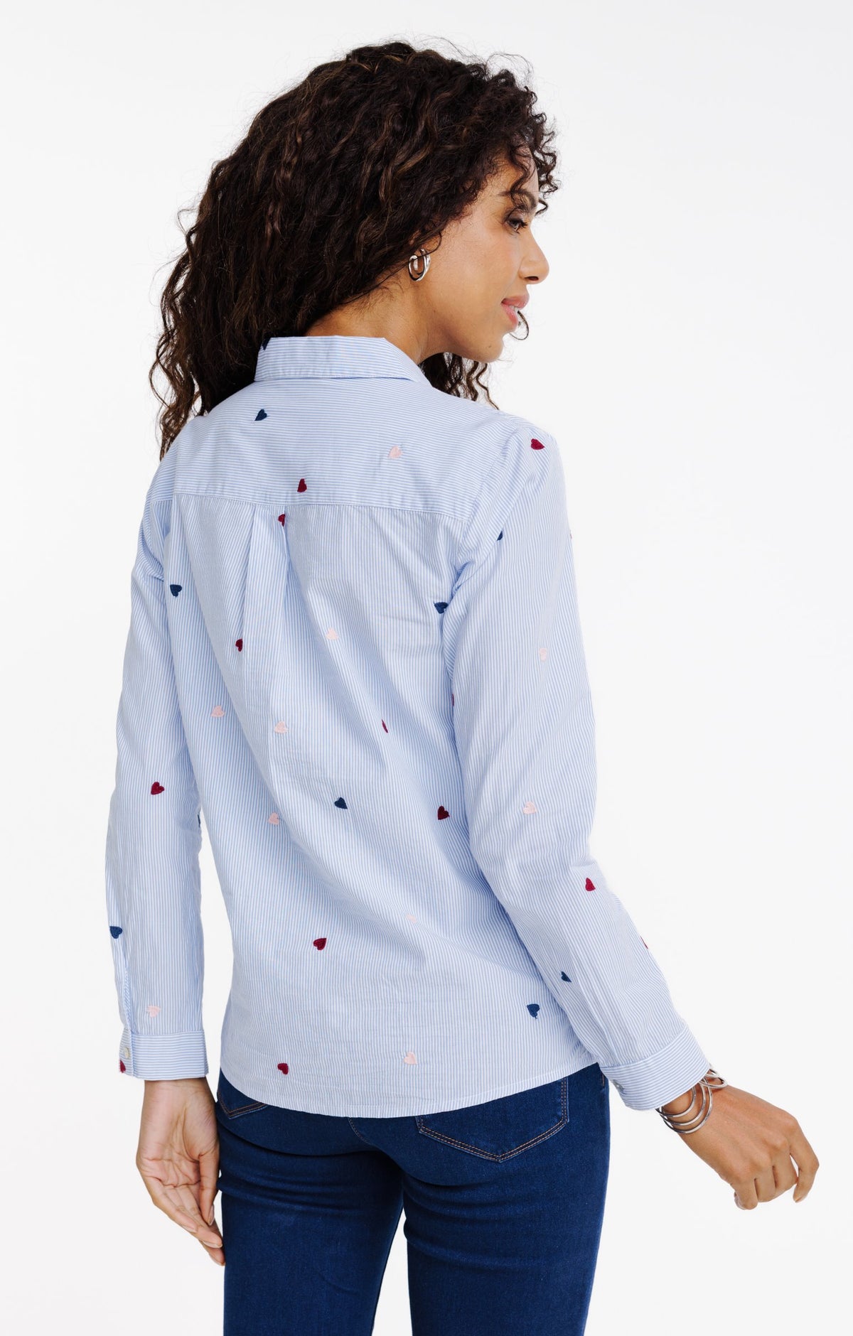 Chemise rayée coeurs brodés - 2