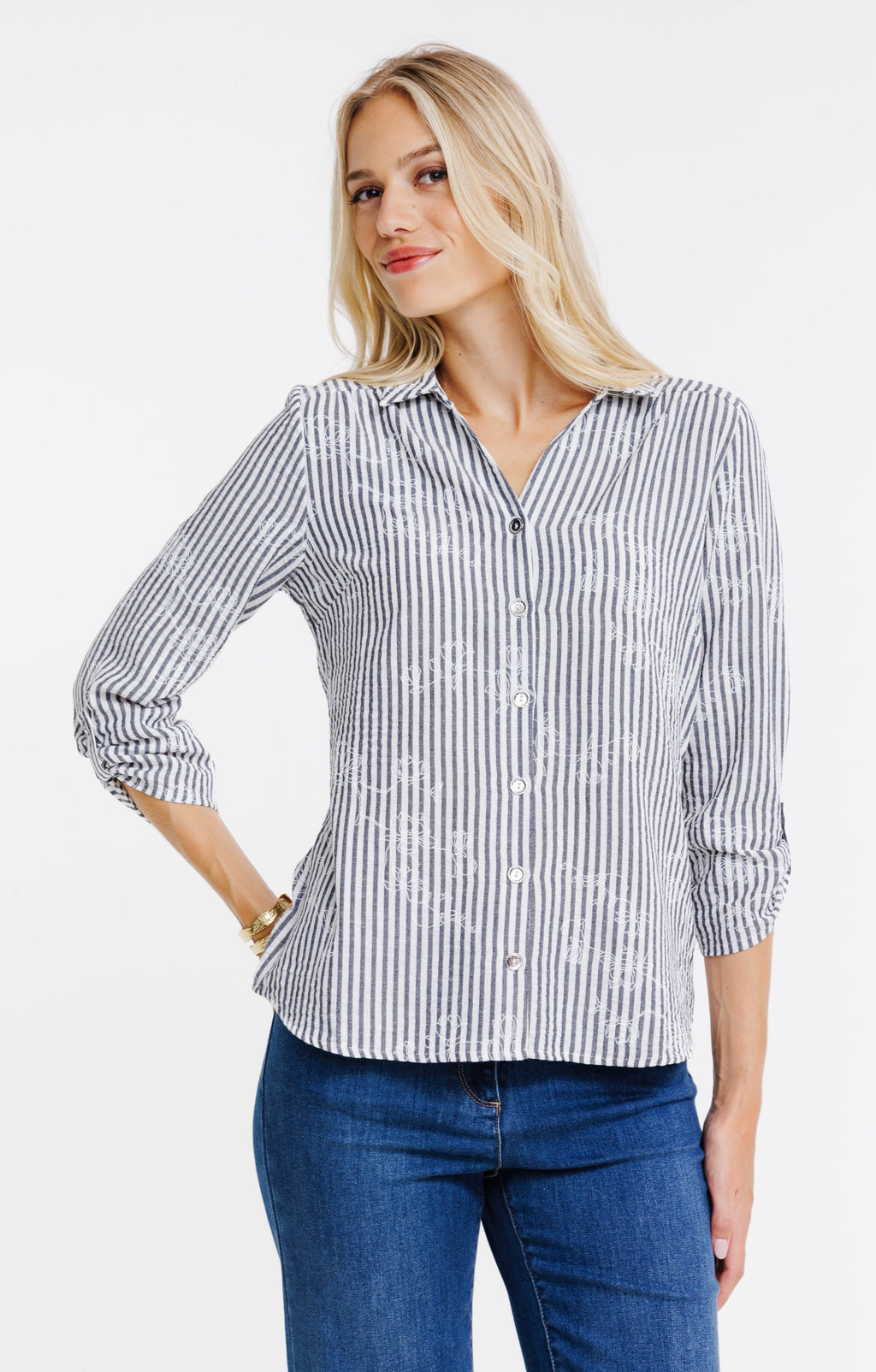 Chemise rayée imprimée - 1