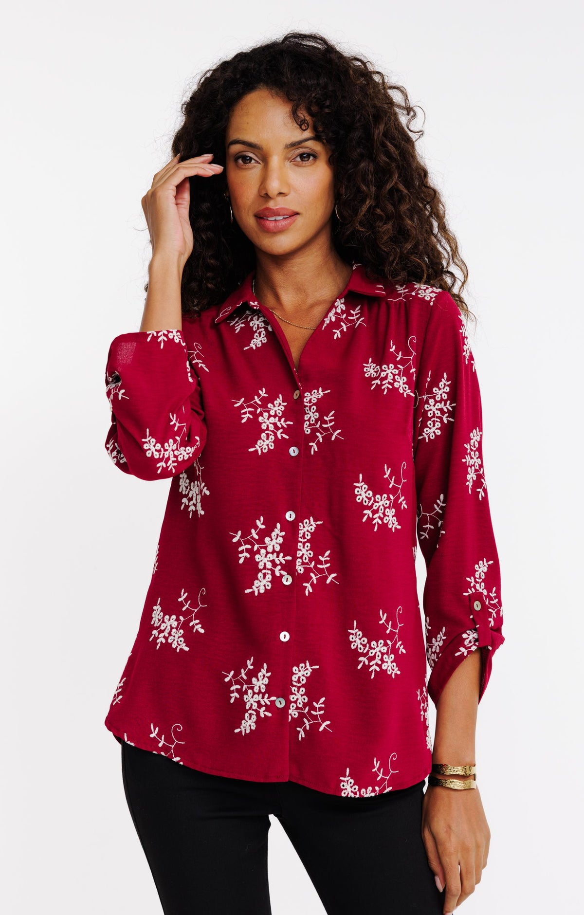 Chemise unie brodée - 1