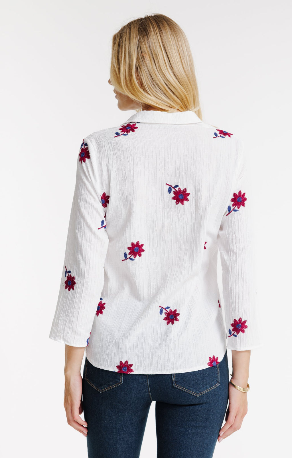 Chemise unie et broderie fleurs - 2