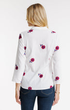 Chemise unie et broderie fleurs - 2