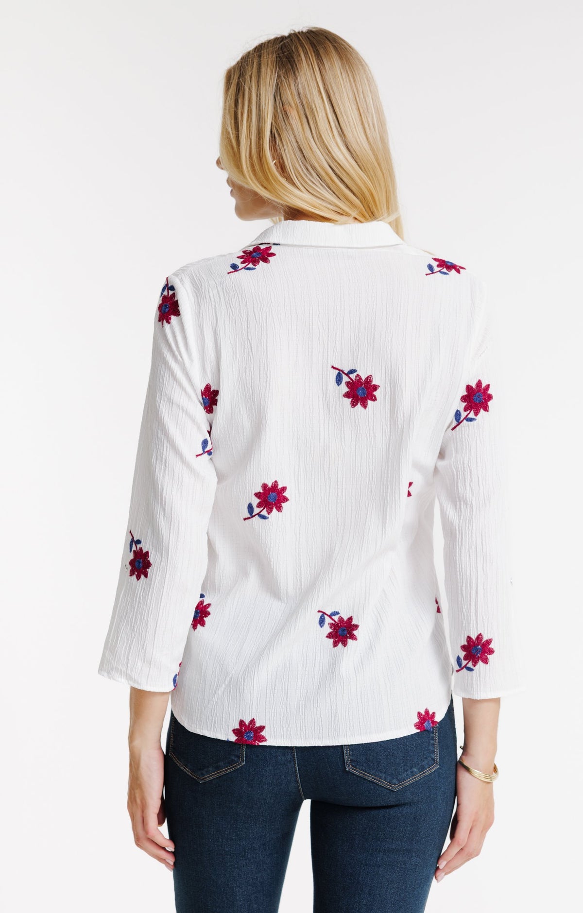 Chemise unie et broderie fleurs - 2