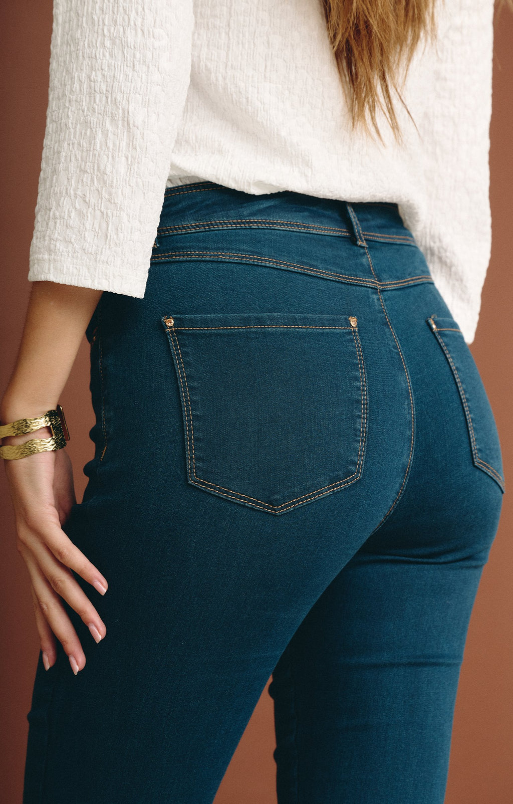 Jean 7/8 coupe slim detail léopard poche - 2
