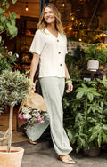 Pantalon fluide rayé coupe jogging - 1