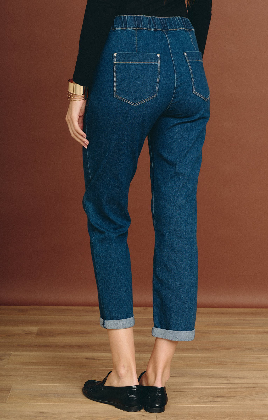 Pantalon jogging en jean cordon léopard - 2