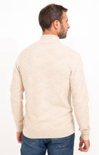 Pull col montant jacquard uni Losange - 2
