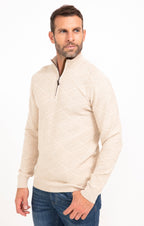 Pull col montant jacquard uni Losange - 1