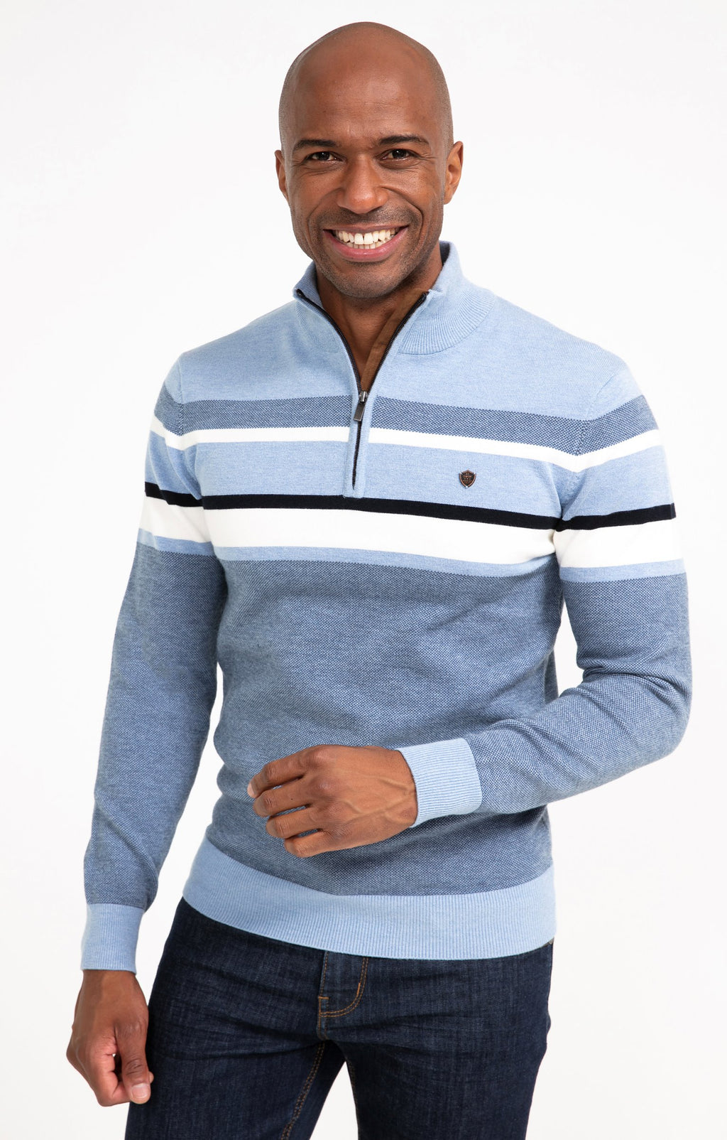 Pull col montant rayé Ocean - 1