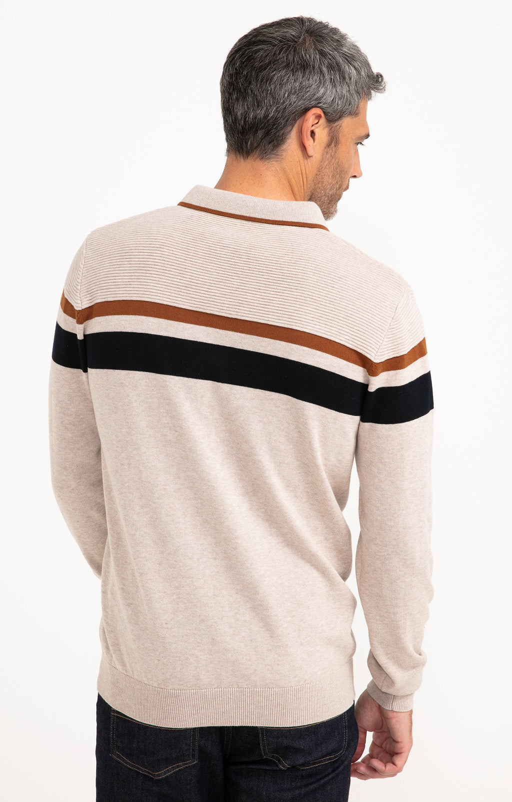 Pull col polo rayé Stripe - 2