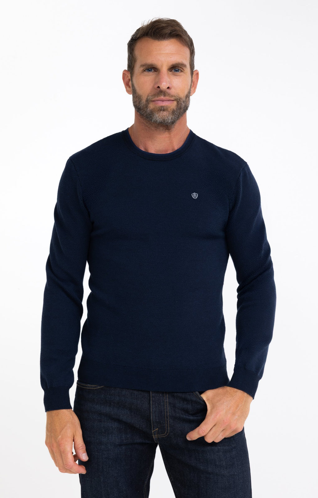 Pull col rond bicolore Marin - 1