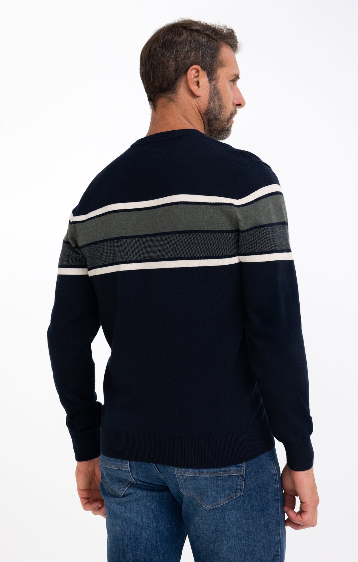 Pull col rond rayé Army - 2