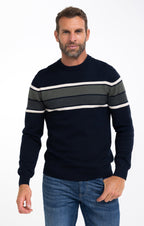 Pull col rond rayé Army - 1