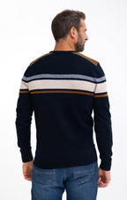 Pull col rond rayé Beige stripe - 2