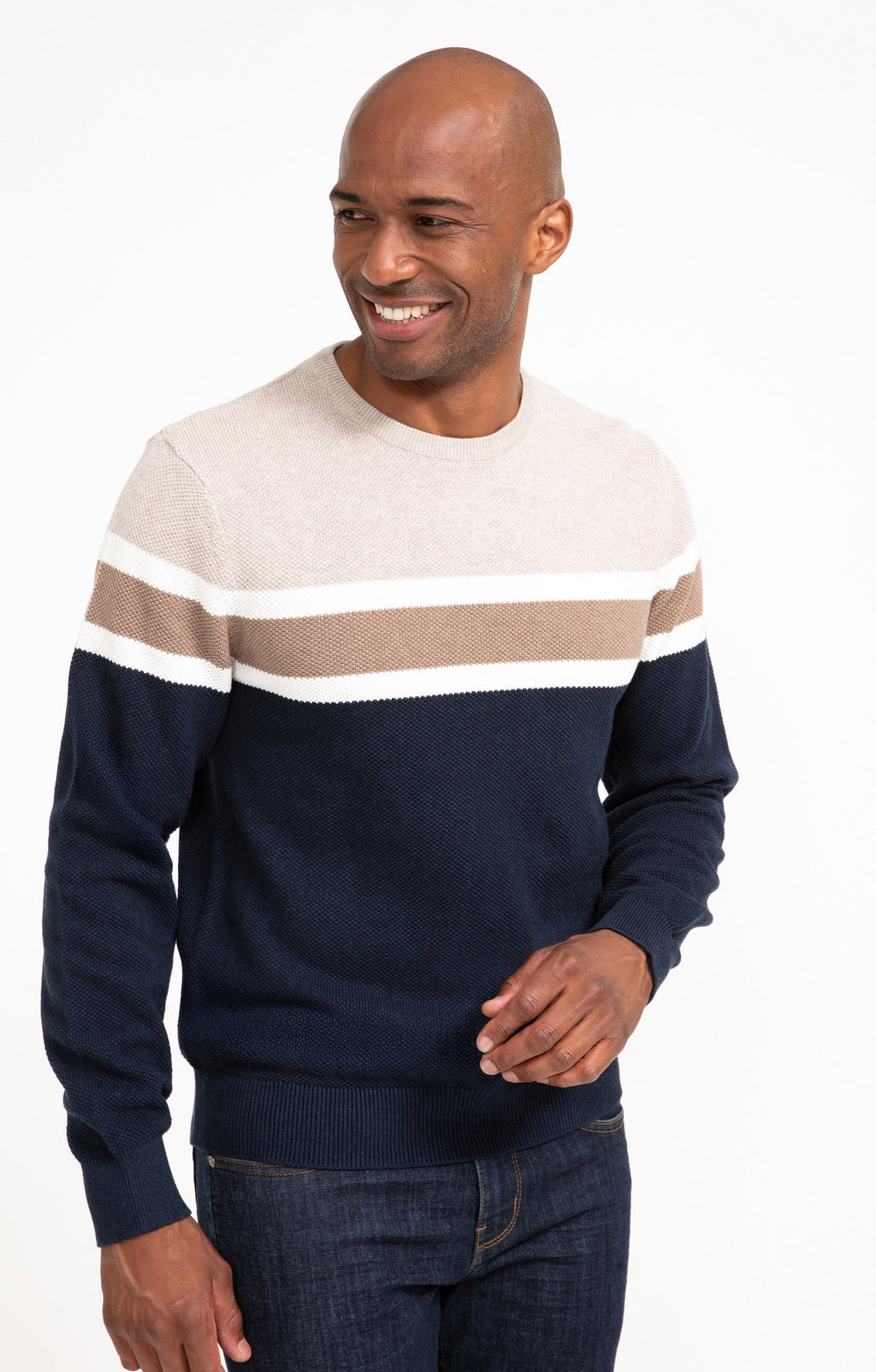 Pull col rond rayé Grady - 1