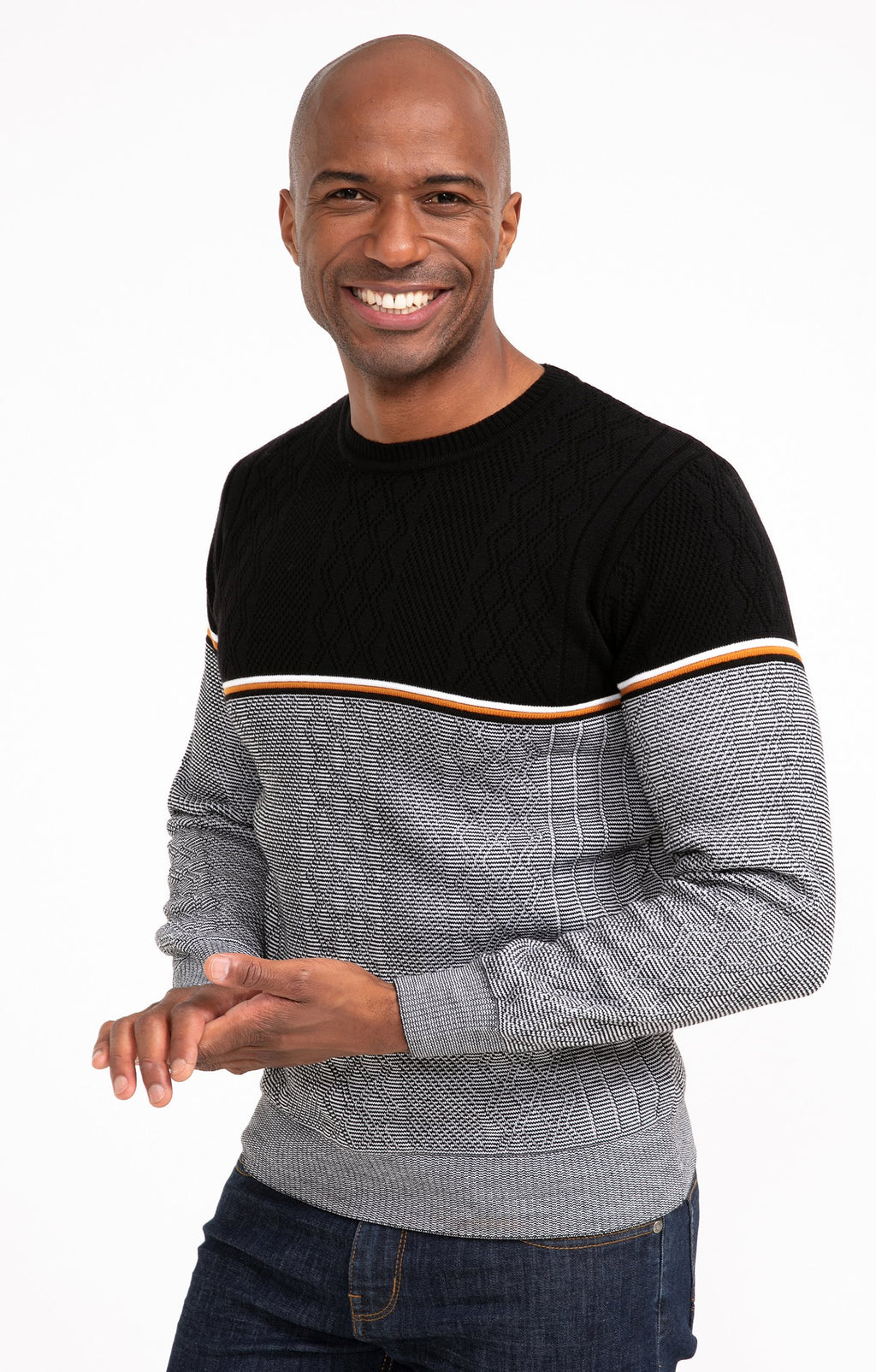 Pull col rond rayé jacquard Frise - 1