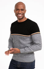 Pull col rond rayé jacquard Frise - 1