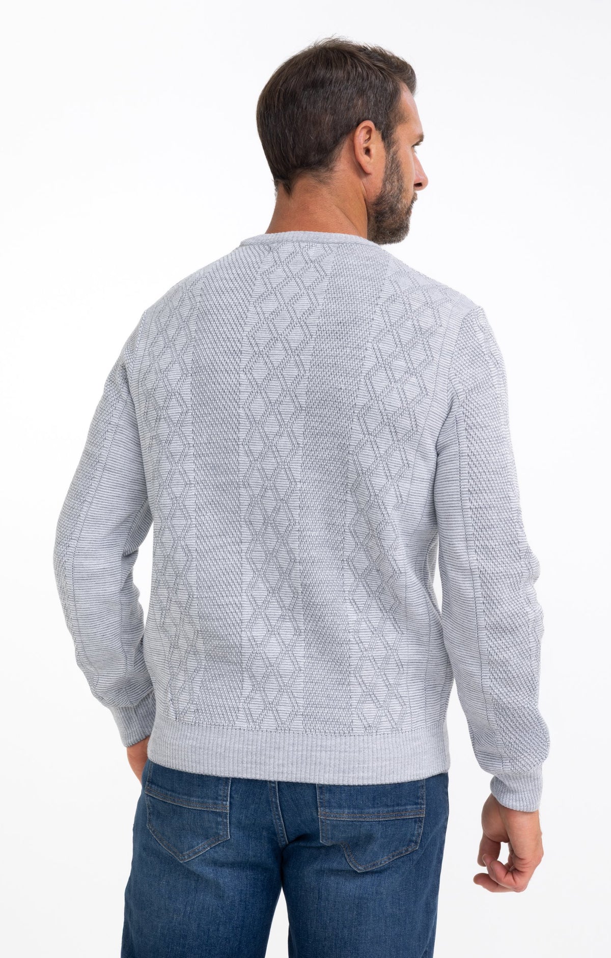 Pull col rond uni jacquard Nuage - 2