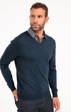 Pull col V avec chemise Lup - 1