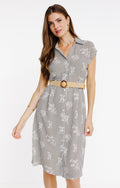 Robe chemise avec ceinture rafia - 1