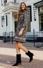 Robe col V avec ceinture - 1