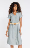 Robe midi col chemise et col V - 1