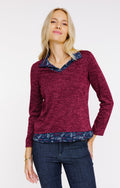Tee-shirt 2-en-1 col chemise - 1