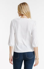Tee-shirt 3/4 avec broderie et col mao - 4