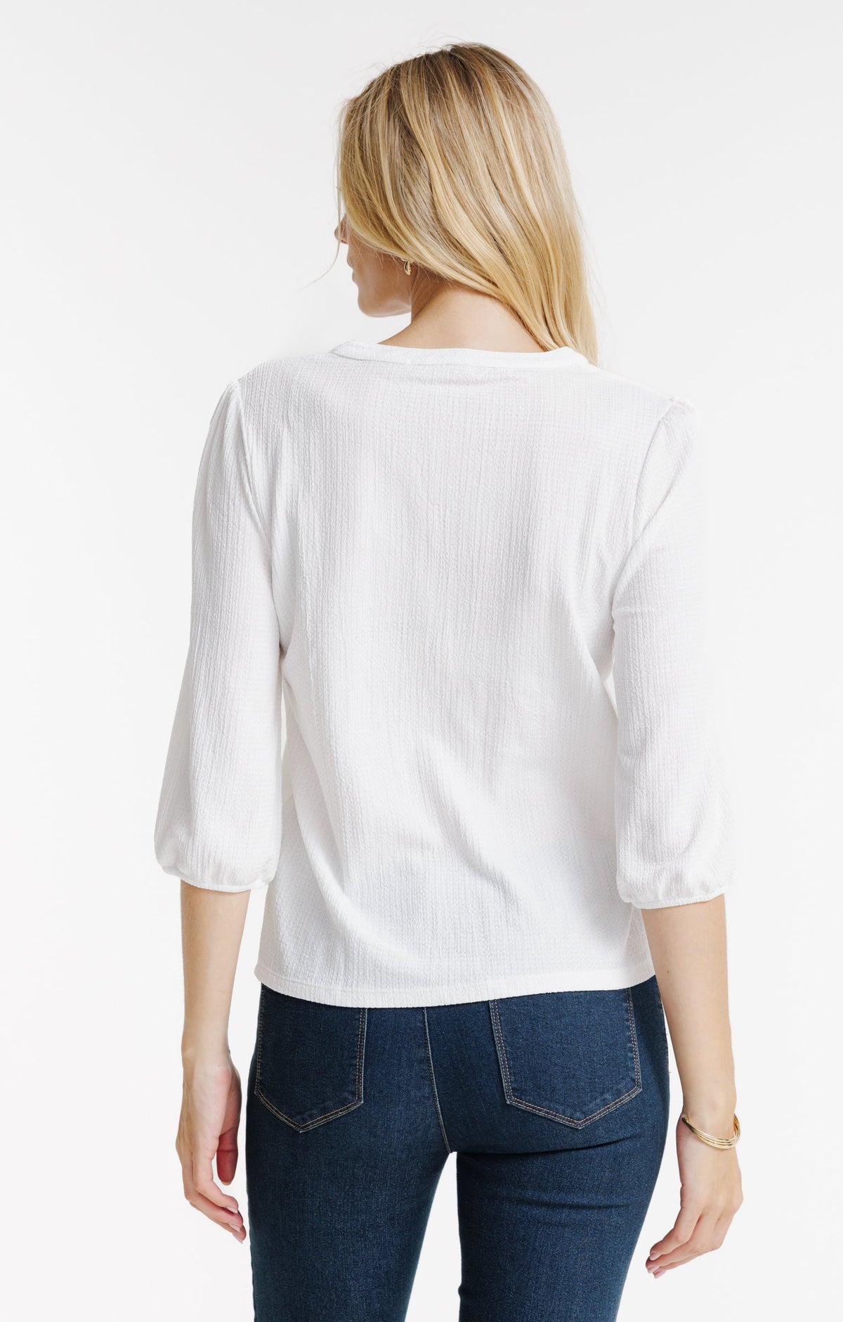 Tee-shirt 3/4 avec broderie et col mao - 4