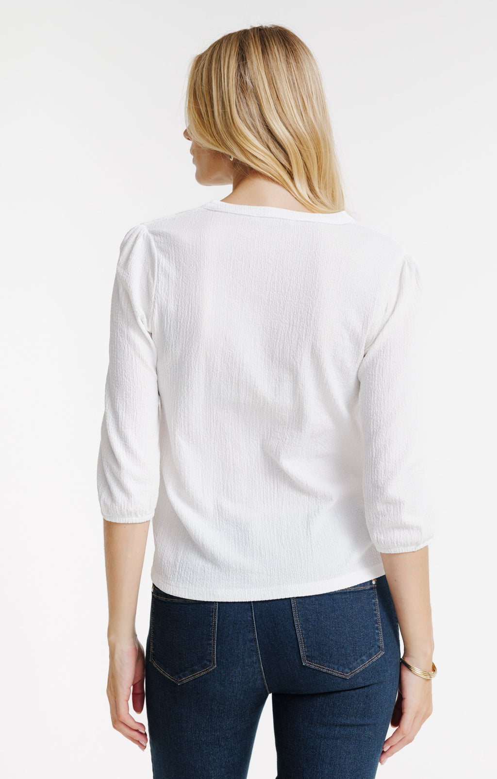 Tee-shirt 3/4 avec broderie et col mao - 2