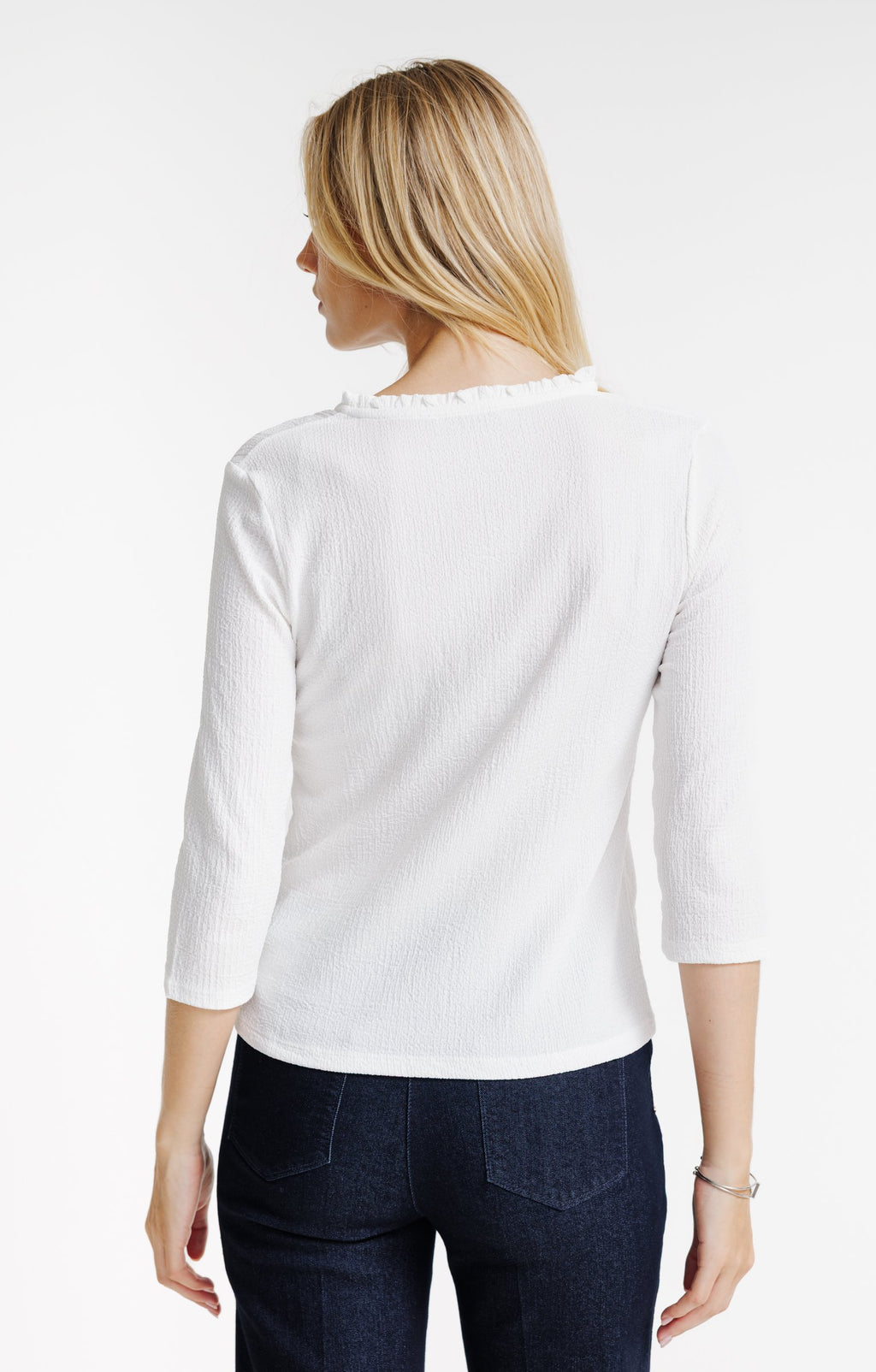 Tee-shirt 3/4 avec col mao et broderie - 2