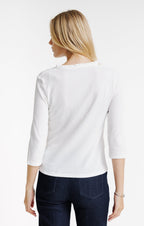 Tee-shirt 3/4 avec col mao et broderie - 2