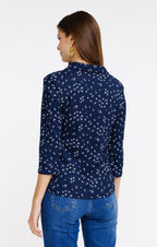 Tee-shirt 3/4 fleuri col polo - 2