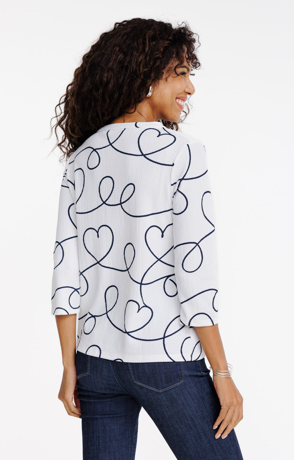 Tee-shirt 3/4 imprimé col mao - 2