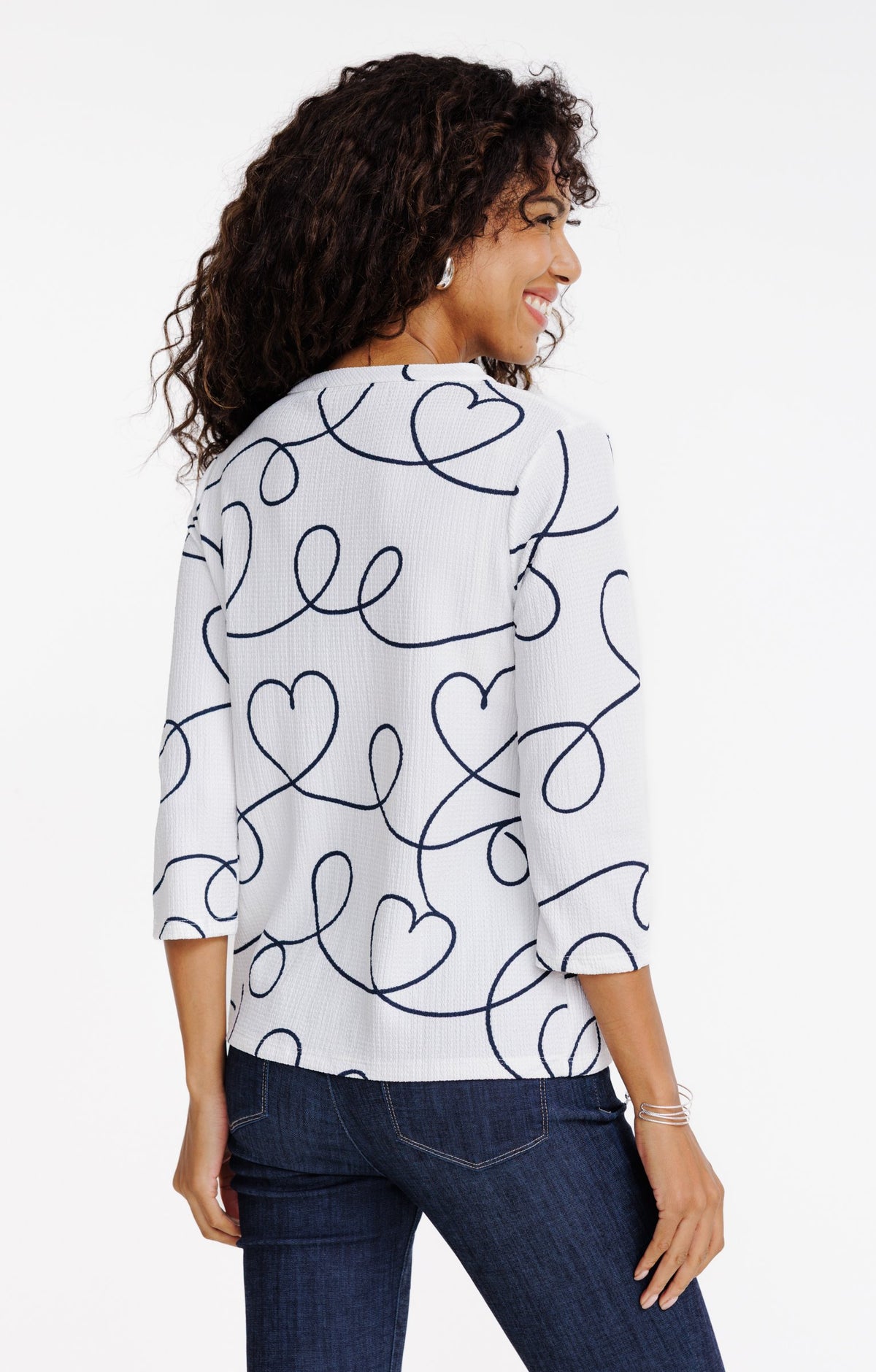 Tee-shirt 3/4 imprimé col mao - 2