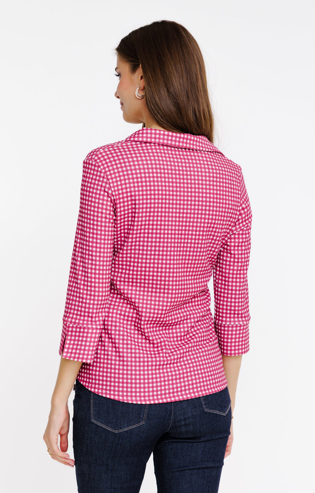 Tee-shirt 3/4 imprimé vichy col polo - 4