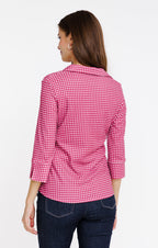 Tee-shirt 3/4 imprimé vichy col polo - 4