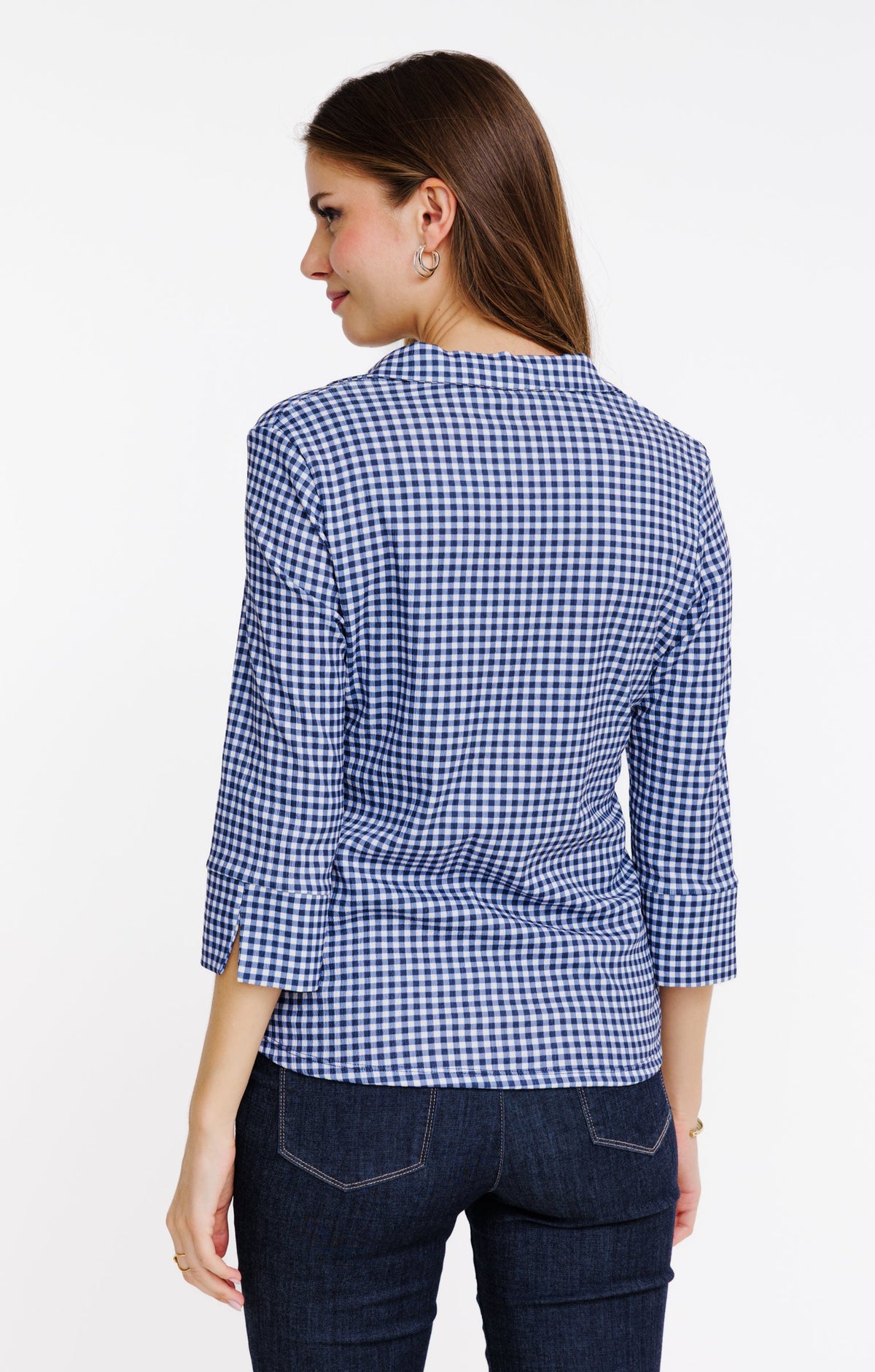 Tee-shirt 3/4 imprimé vichy col polo - 2