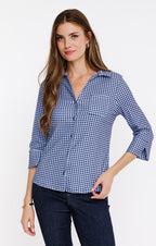 Tee-shirt 3/4 imprimé vichy col polo - 1