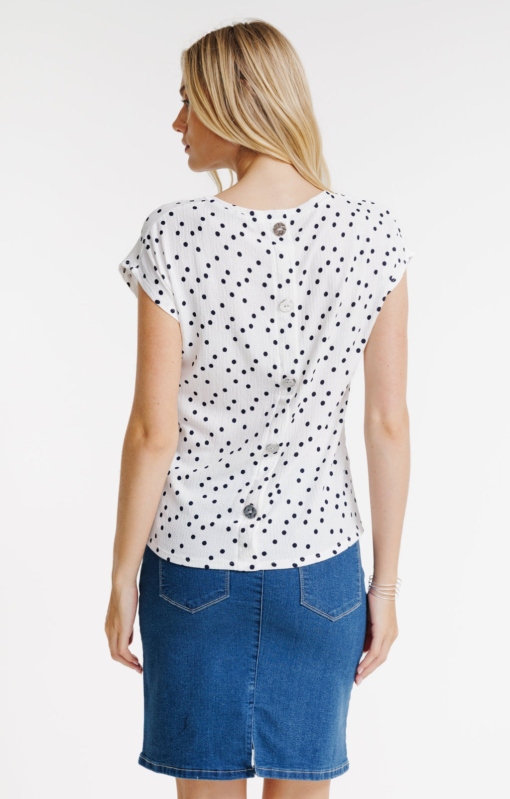 Tee-shirt à pois boutons au dos - 2