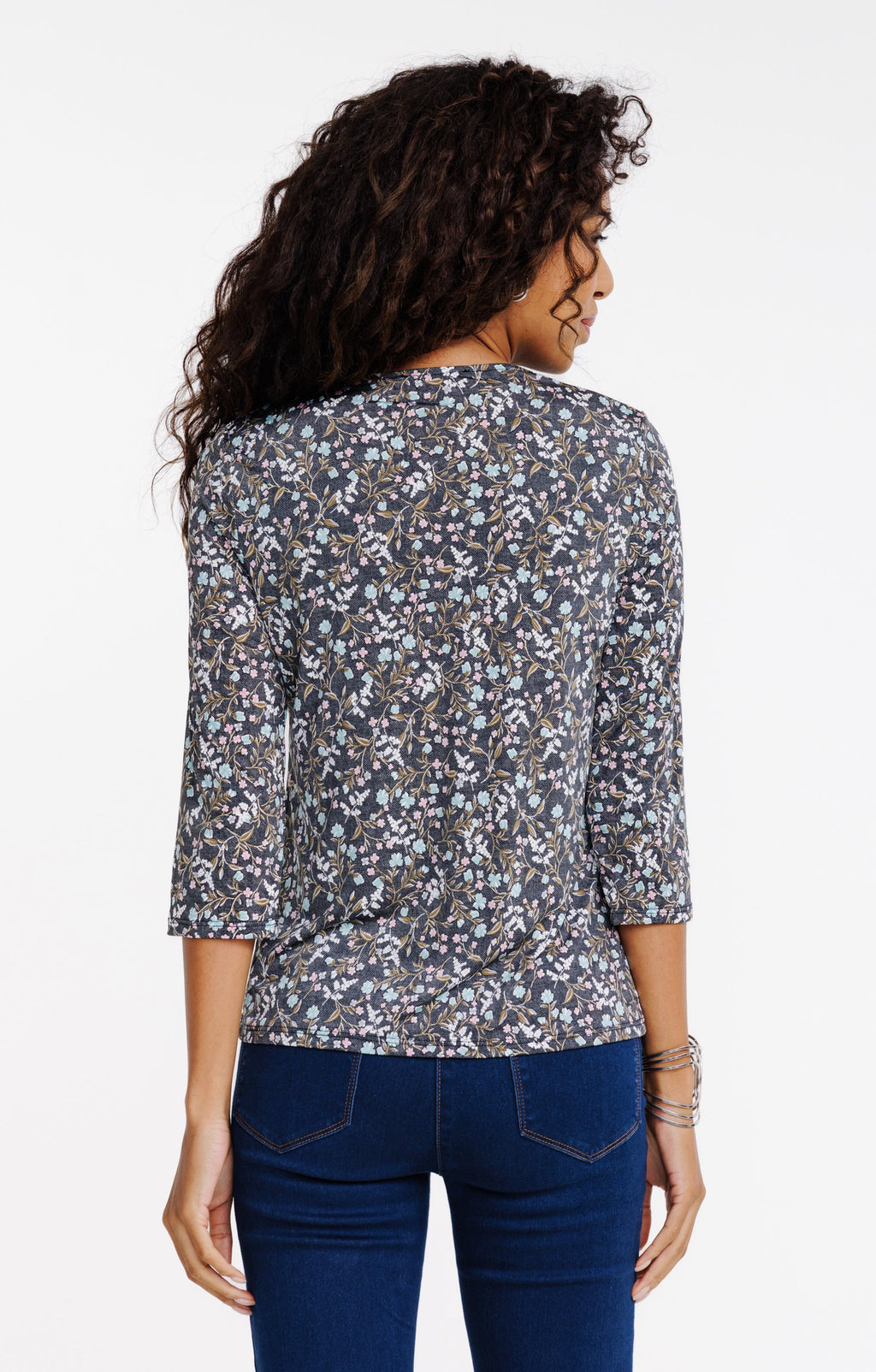 Tee-shirt col mao et manches 3/4 - 4