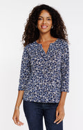 Tee-shirt col mao manches 3/4 - 1