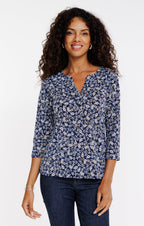 Tee-shirt col mao manches 3/4 - 1